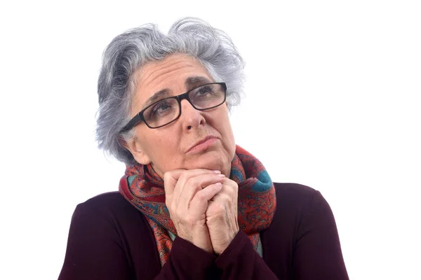 Portrait of senior woman on white background — Stock Photo, Image