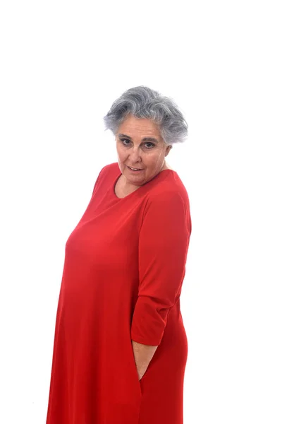 Portrait of a senior woman on white — Stock Photo, Image