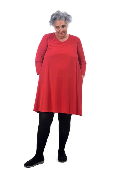 Teljes portré egy idősebb nő, fehér — Stock Fotó