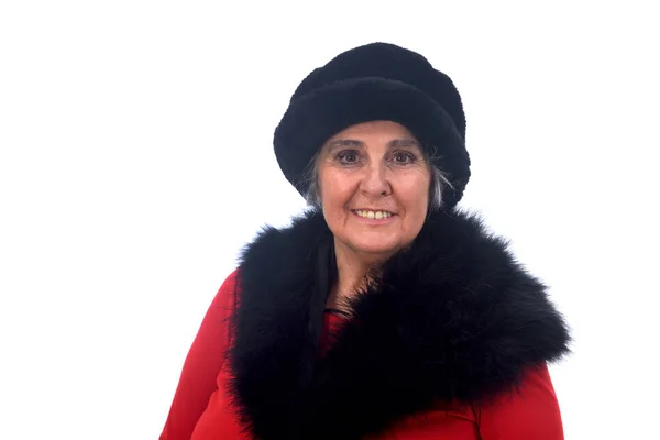 Retrato de una mujer mayor con sombrero — Foto de Stock