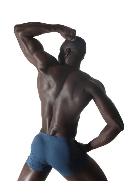 Πορτρέτο του ένα μαύρο αθλητικό άνδρα στην πλάτη του — Φωτογραφία Αρχείου