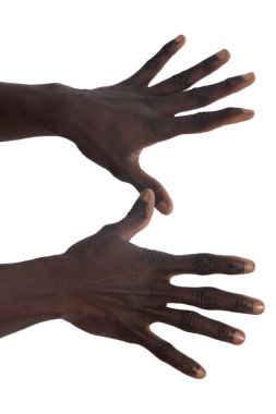Beyaz Afrika bir adamın elini
