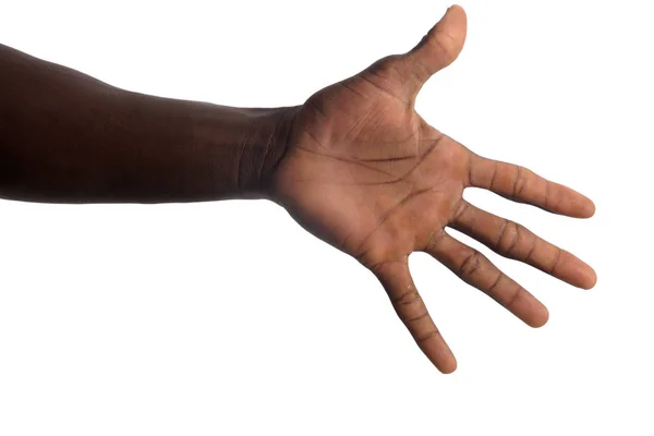 Main d'un homme africain sur blanc — Photo