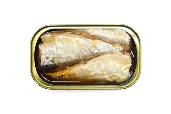 Sardine di stagno isolate su bianco — Foto Stock