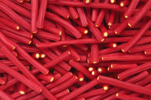 closeup of red licorice candy