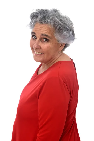 Porträt einer Seniorin auf dem Kopf, — Stockfoto