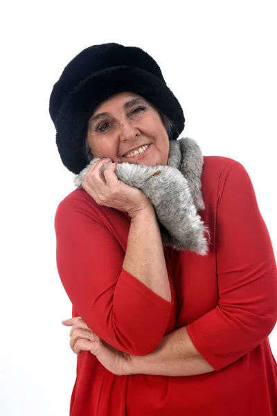 Ritratto di una donna anziana con cappello — Foto Stock