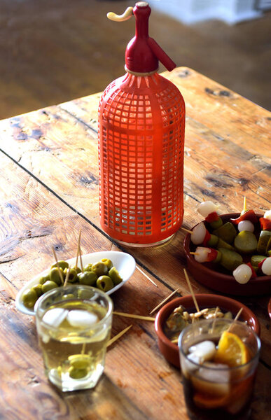 still life of typical spanish and italian snack