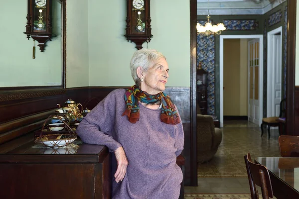 Portret van een oudere vrouw thuis — Stockfoto