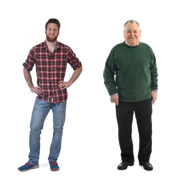 Senior man en jonge man op wit — Stockfoto