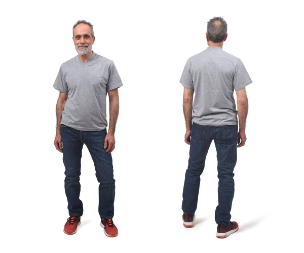 Front and back of a man on white