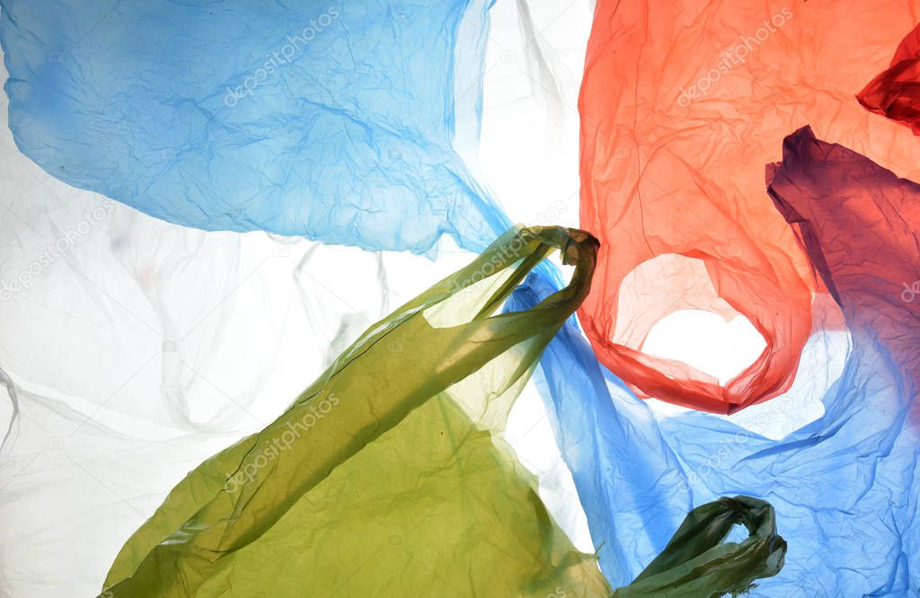 plastic bags of used and transparent colors