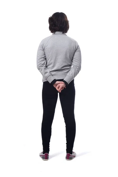 Rear view of a woman sports clothes on white backround — Stock Photo, Image