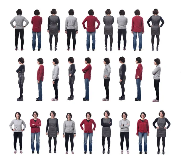 Große Gruppe Von Fotos Einer Frau Mit Verschiedenen Kleidern Auf — Stockfoto