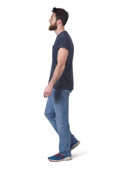 Portrait Man Walking White Background — Stock Photo, Image