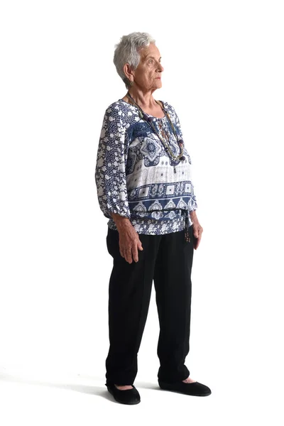 Full Porträtt Senior Kvinna Vit — Stockfoto
