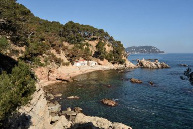 Mont-Ras, Costa Brava, Girona 'daki Cala del Crit plajı, Katalonya, İspanya