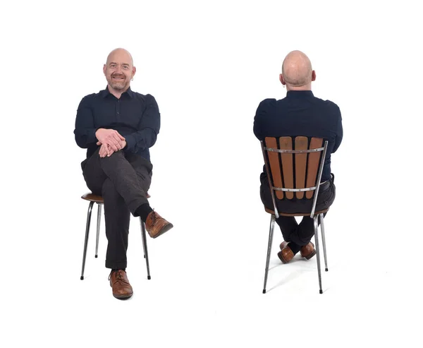 Front Back Man Sitting White — Stock Photo, Image