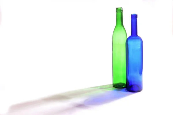 Botellas Con Sombra Con Fondo Blanco — Foto de Stock