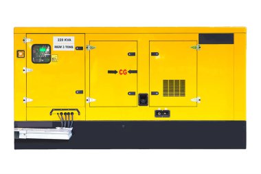 Acil elektrik güç için sarı yardımcı dizel jeneratör.