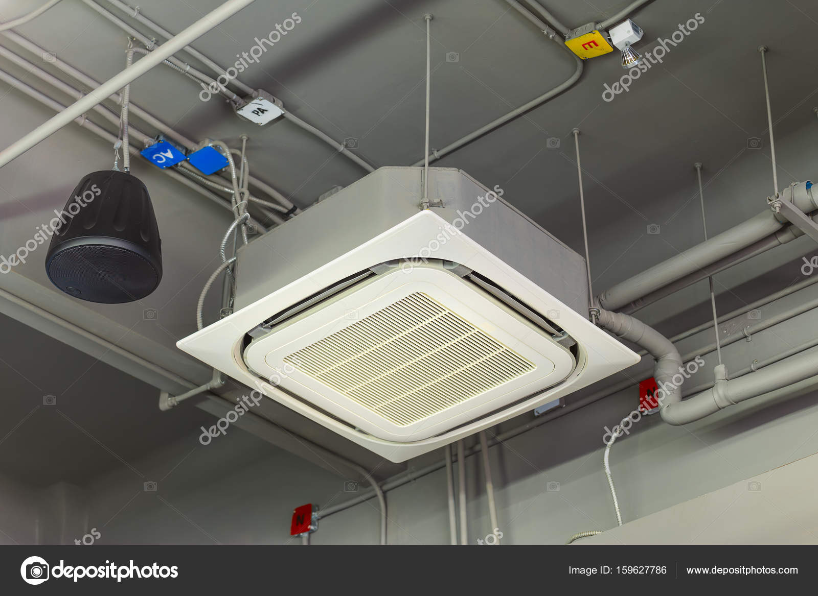 Ceiling Mounted Cassette Type Air Conditioner Stock Photo Ceiling Mounted Cassette Type Air Conditioner Stock Photo