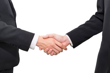 Ofiste tokalaşırken kendine güvenen iki iş adamı. Başarı, anlaşma, selamlama ve ortaklık kavramı.