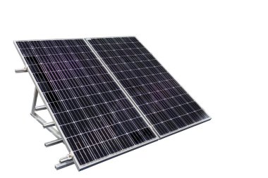 Güneş pilleri paneli güneş çiftliğinde elektrik üretiyor. (Yenilenebilir Enerji Konsepti)