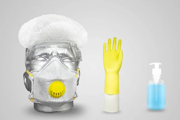 White Polystyrene Foam Male Display Mannequin Head Wearing Protection Dust — Stock Photo, Image
