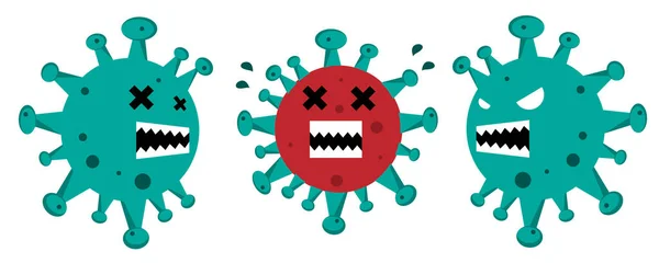 Зображення Клітини Вірусу Flu Covid Ізольованого Білому Тлі Спалах Коронавірусу — стоковий вектор