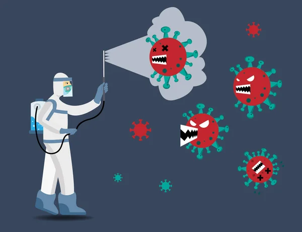 화학적 마스크를 의사는 코로나 바이러스를 멈춘다 세계적 유행병 Covid Coronavirus — 스톡 벡터