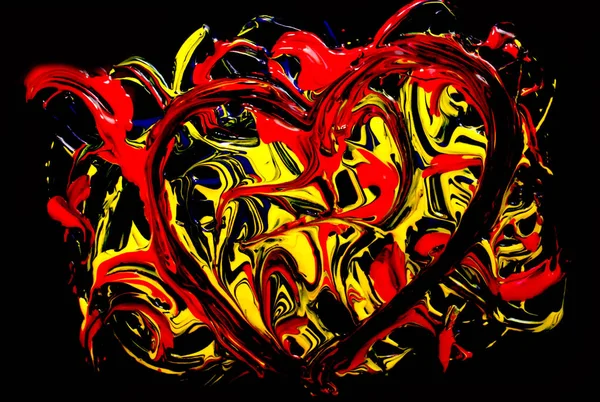 Abstract red heart on a black background. A photo. Valentine's Day. — Stock Photo, Image