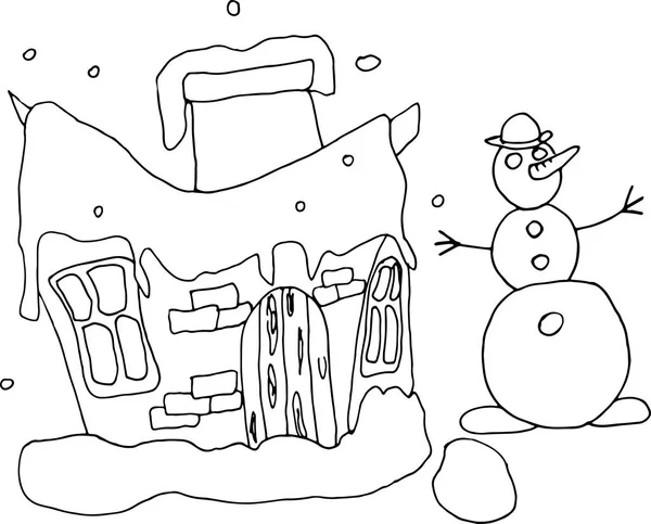 어린이 색칠 공부를 위한 재미 있는 집의 스케치 — 스톡 벡터