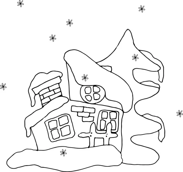 Sketch of funny houses for children's coloring book — Stock Vector
