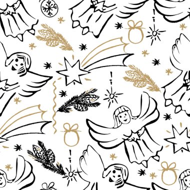 Noel elle çizilmiş seamless modeli.