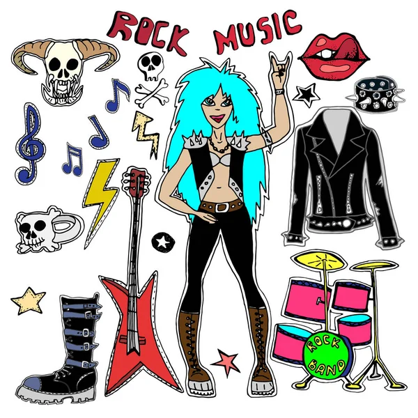 Stickers collection.rock symbolen. — Stockvector