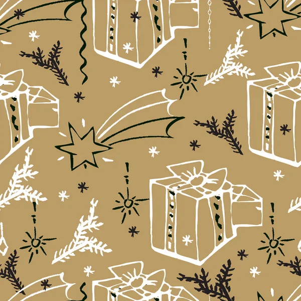 Vektor Weihnachten nahtlose Muster. Handgezeichneter Hintergrund. — Stockvektor