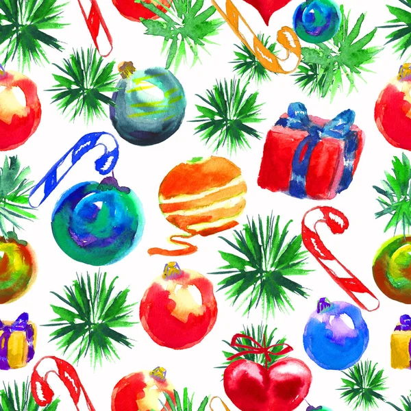 Aquarell Weihnachten background.hand gezeichnet nahtlose Muster. — Stockfoto