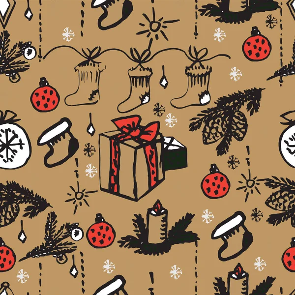 Vector Christmas seamless pattern. hand drawn background.