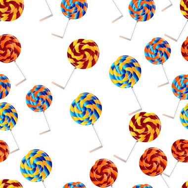 Vektör seamless modeli. Pasta, tatlı kek, lolipop.