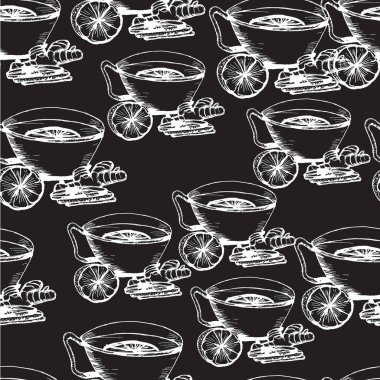 Elle çizilmiş vektör seamless modeli. Çay