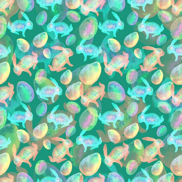 Happy Easter Day. Watercolor seamless pattern. — Stock Photo, Image