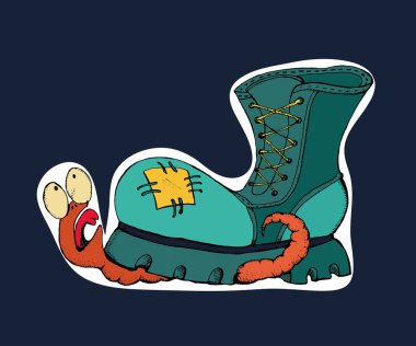 Bir ayakkabı tarafından ezilmiş bir solucan. Etiket