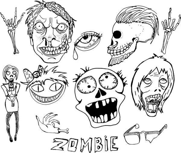 Söt vektorillustration. Zombie Set. — Stock vektor