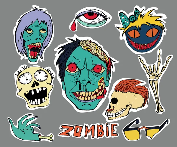 Patch e adesivi collezione. Zombie . — Vettoriale Stock