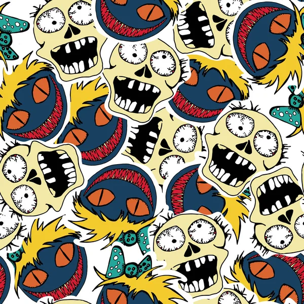 Vector seamles pattern. Crazy zombie — Stock Vector