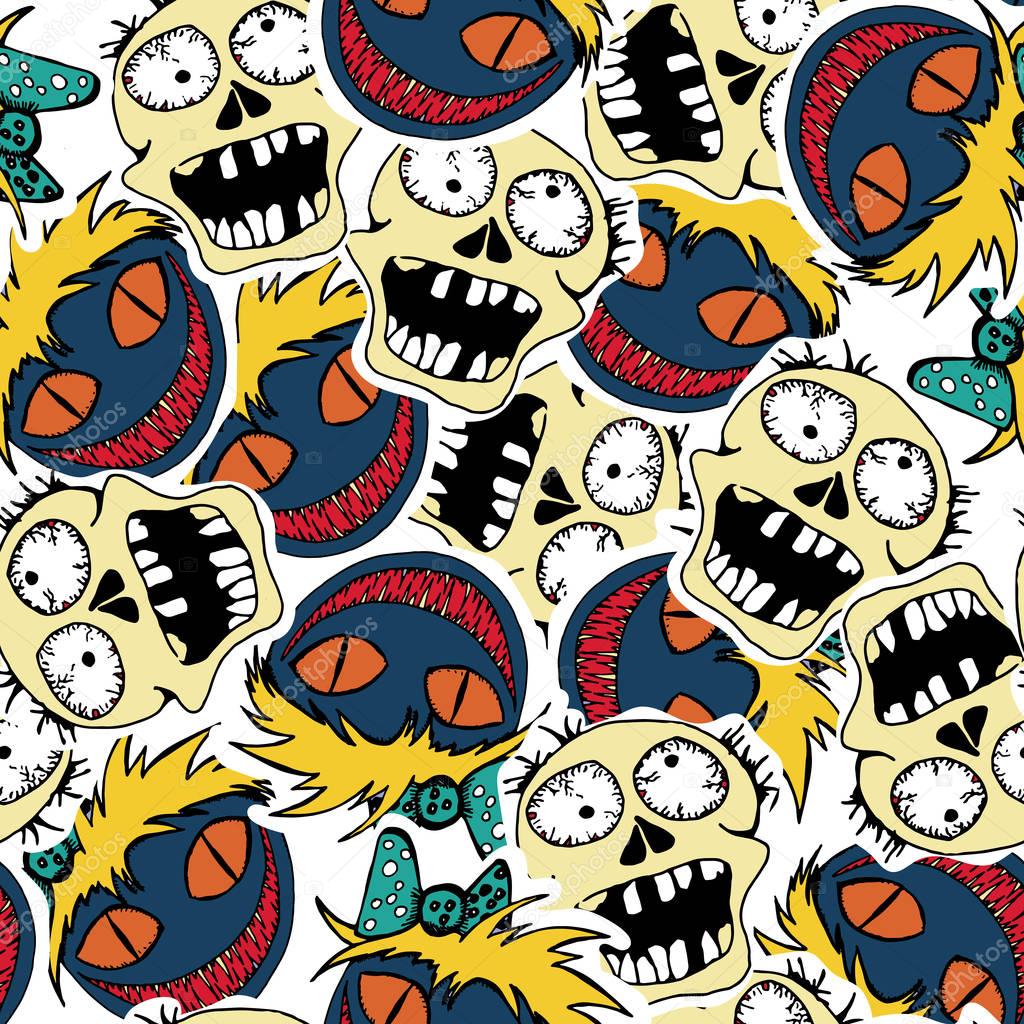 Vector seamles pattern. Crazy zombie 