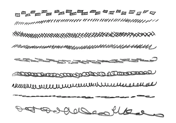 손으로 그린된 선 및 줄무늬 컬렉션입니다. 잉크 요소. — 스톡 사진