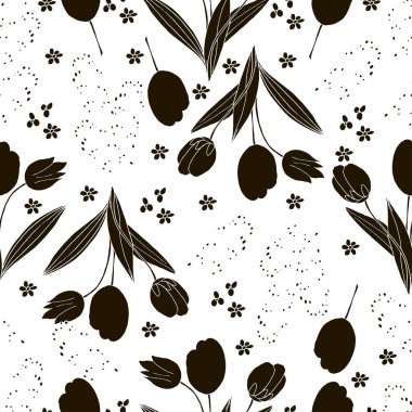 Vektör çiçek Seamless modeli. Elle çizilmiş moda illüstrasyon