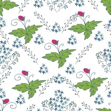 Vektör çiçek Seamless modeli. Elle çizilmiş moda illüstrasyon