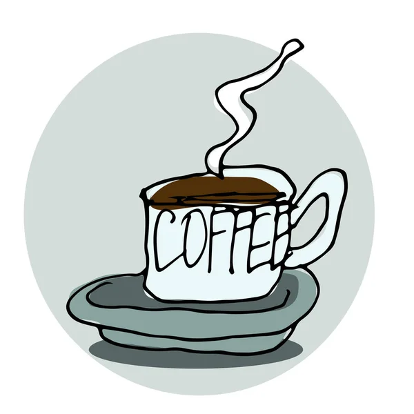 Illustrazione disegnata a mano vettoriale. Una tazza di caffe '. Tema di Parigi. Sk — Vettoriale Stock